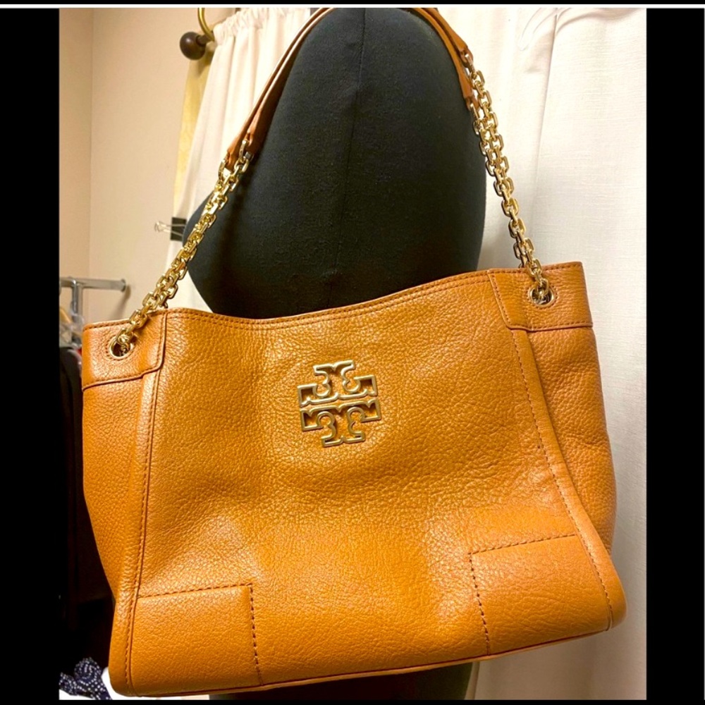 Tory Burch light brown leather bag with chain